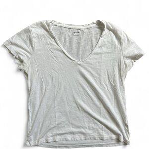 Madewell White V-Neck Short Sleeve Tee